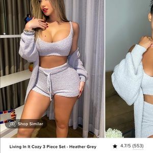 Fashion Nova Living It In Cozy 3 Piece Set Grey